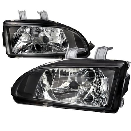 Overtime Crystal Housing Headlights for 92 to 95 Honda Civic, Black - 11 x 17 x 18 in. OV2654146